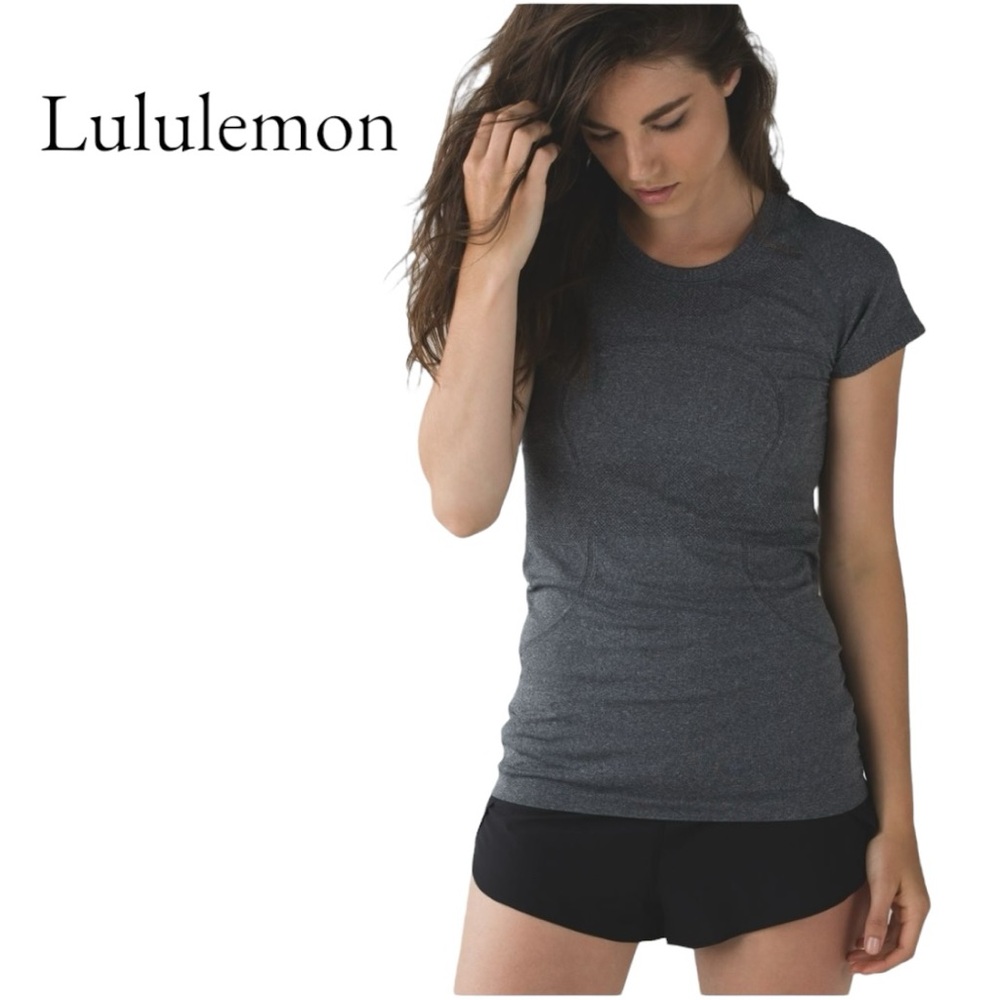 LULULEMON Swiftly Tech Short Sleeve Crew T- shirt Heathered Black Size 12